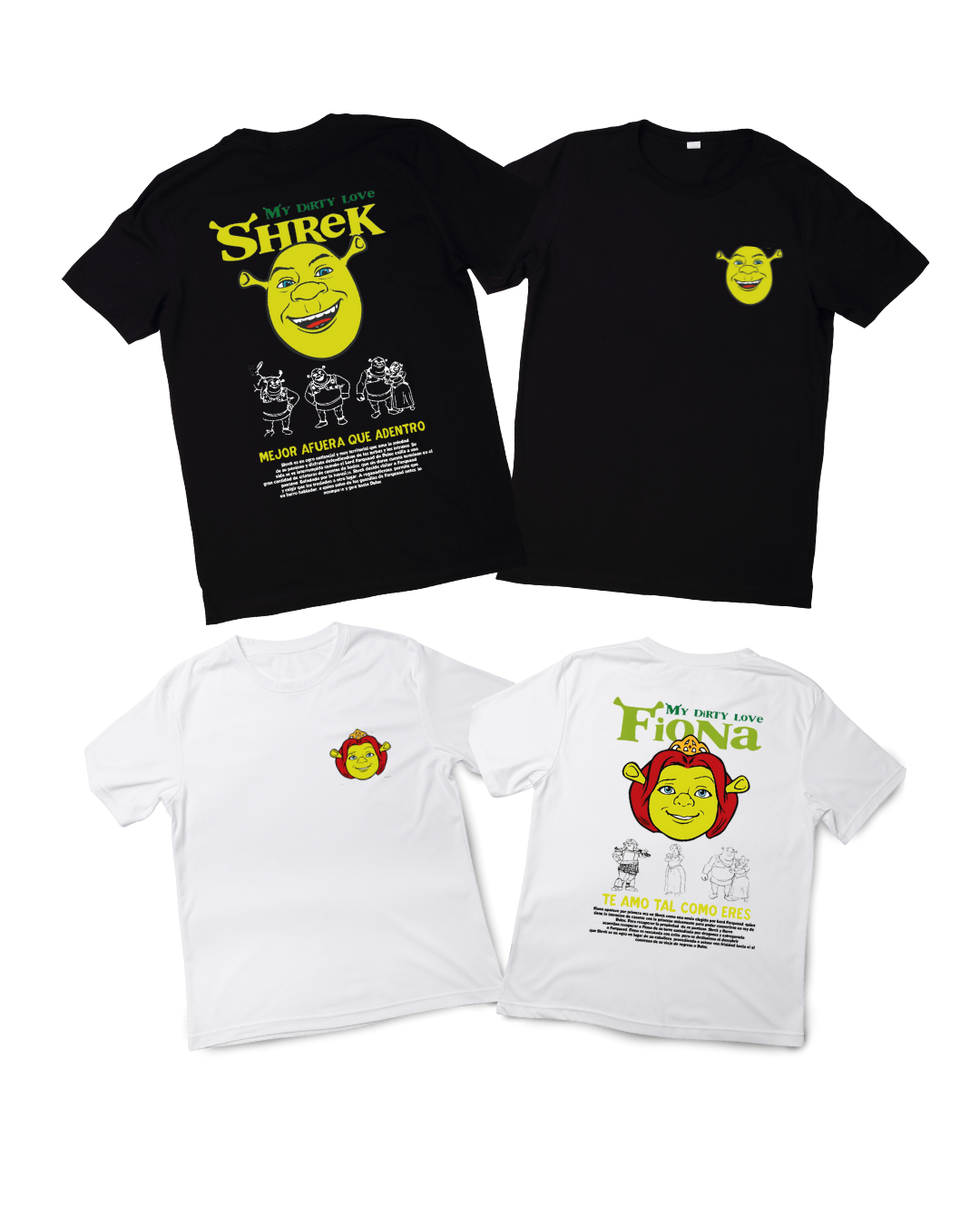 Duo de camisetas Shrek y Fiona