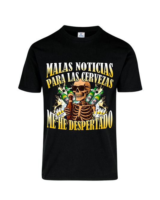 Camiseta Malas noticias para las cervezas me he despertado