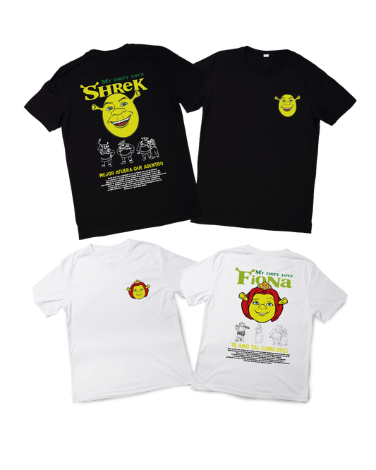 Duo de camisetas Shrek y Fiona