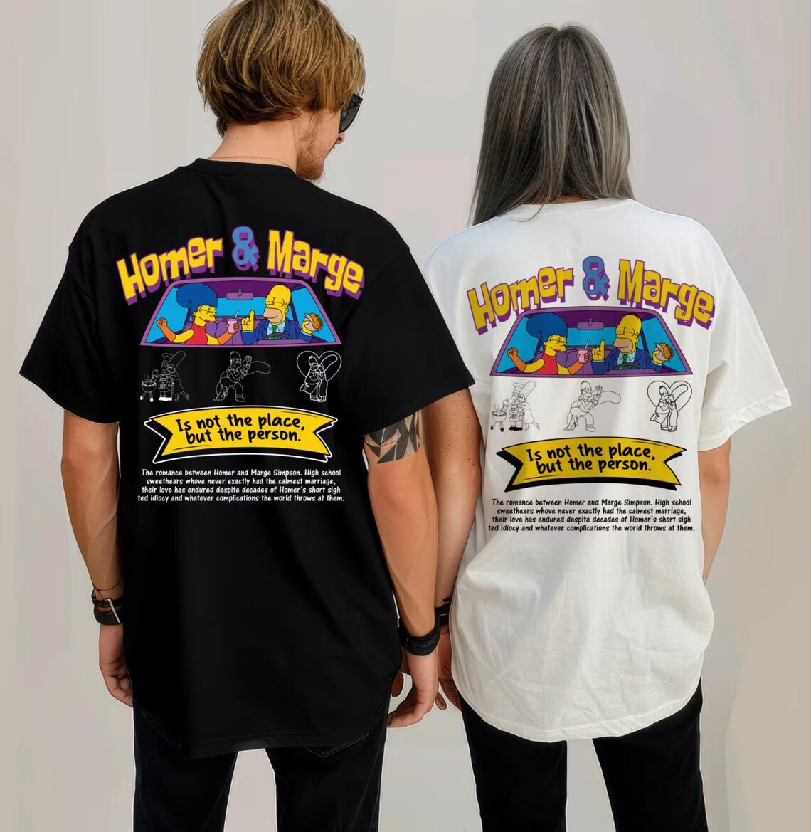 Duo de camisetas Homer y Marge